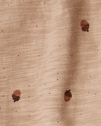 Baby 2-Piece Acorn Thanksgiving Print Cotton Long-Sleeve Tee & Pant Set - White