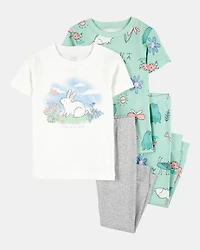 Toddler Girl 4-Piece Bunny Cotton Pajamas