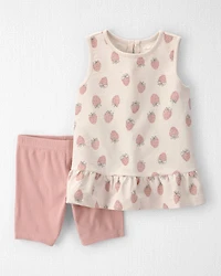 Girls 2-Piece Top & Short Set Made with Organic Cotton in Strawberry Print