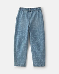 Girls Alphabet Denim Barrel Jeans - Medium Wash