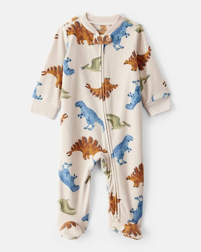 Baby Boy Dinosaur Loose Fit Long-Sleeve Sleep & Play Pajamas - Cream