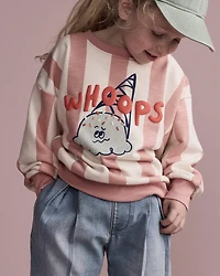 Toddler 'Whoops' Striped Ice Cream Dolman-Sleeve Sweatshirt - Peach