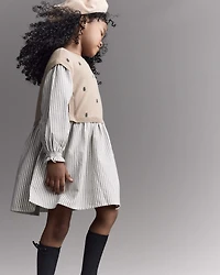 Toddler Girl Polka Dot Layered Sweater Long-Sleeve Dress - Brown/Cream