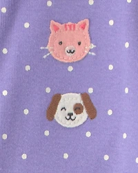 Toddler Girl 1-Piece Pets 100% Cotton Snug Fit Footed Pajama - Purple