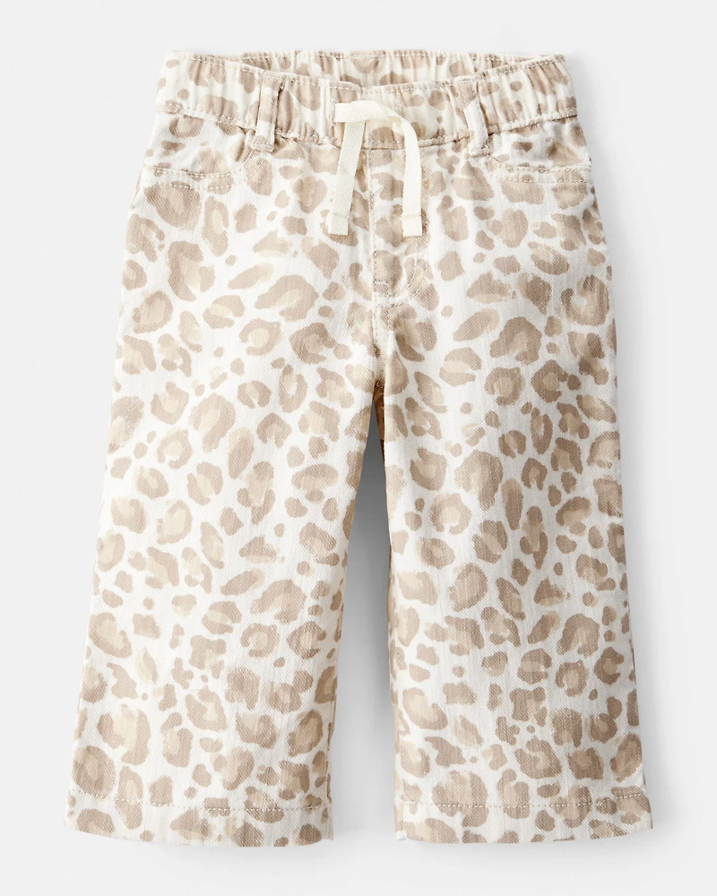 Baby Girl Leopard Wide-Leg Pants - Ivory