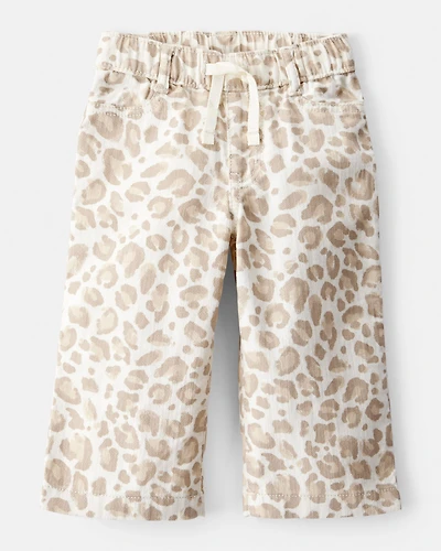 Baby Girl Leopard Wide-Leg Pants - Ivory