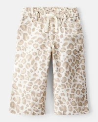 Baby Girl Leopard Wide-Leg Pants - Ivory