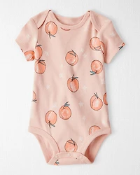 Baby Girl Organic Cotton Bodysuit in Peach Print