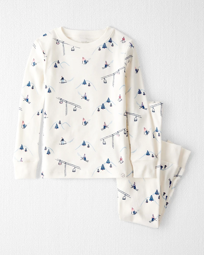 Toddler Organic Cotton Pajamas in Snowy Slopes Print