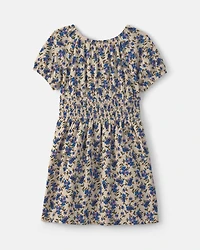 Girls Floral Short-Sleeve Dress