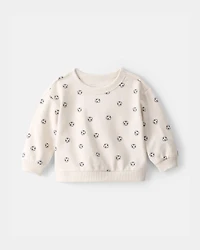 Baby Boy Soccer French Terry Pullover Sweatshirt - Cream