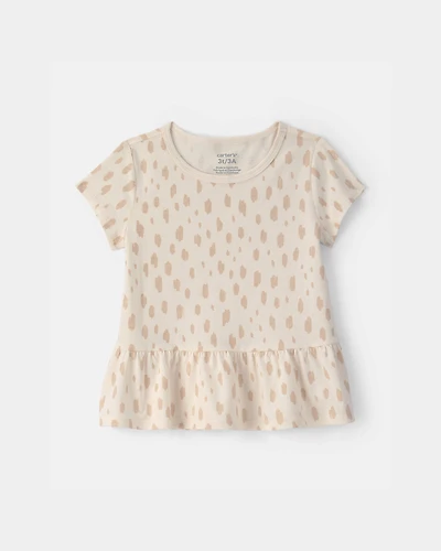 Toddler Girl Dot Relaxed Peplum Top - Cream