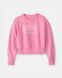 Girls 'Iconic Club' French Terry Pullover Sweatshirt - Pink