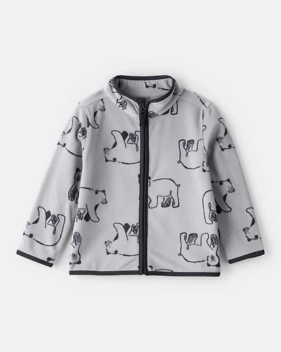 Baby Boy Polar Bear Microfleece Zip-Up Jacket - Grey
