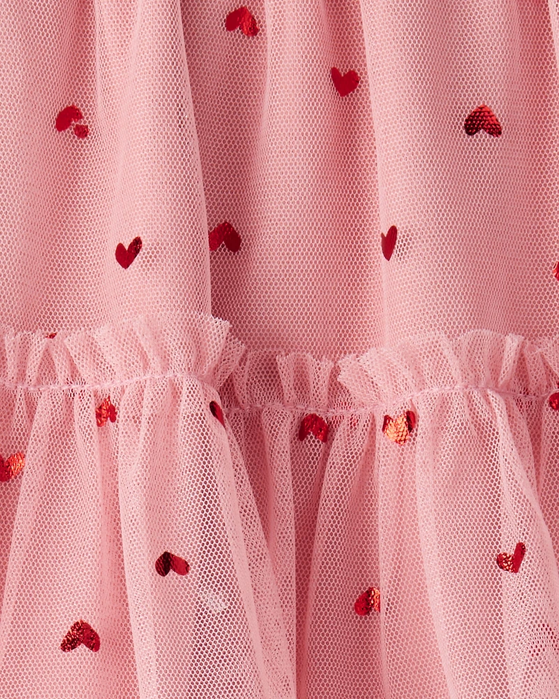 Toddler Girl Heart Tulle Skort - Pink