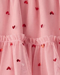 Toddler Girl Heart Tulle Skort - Pink