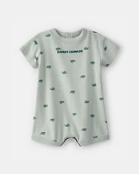 Baby Boy 'Expert Crawler' Snail Short-Sleeve Romper - Green