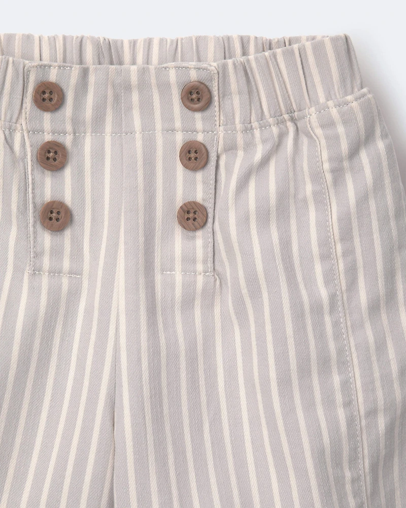 Toddler Girl Sailor Pant in Stripes - Cream/Grey