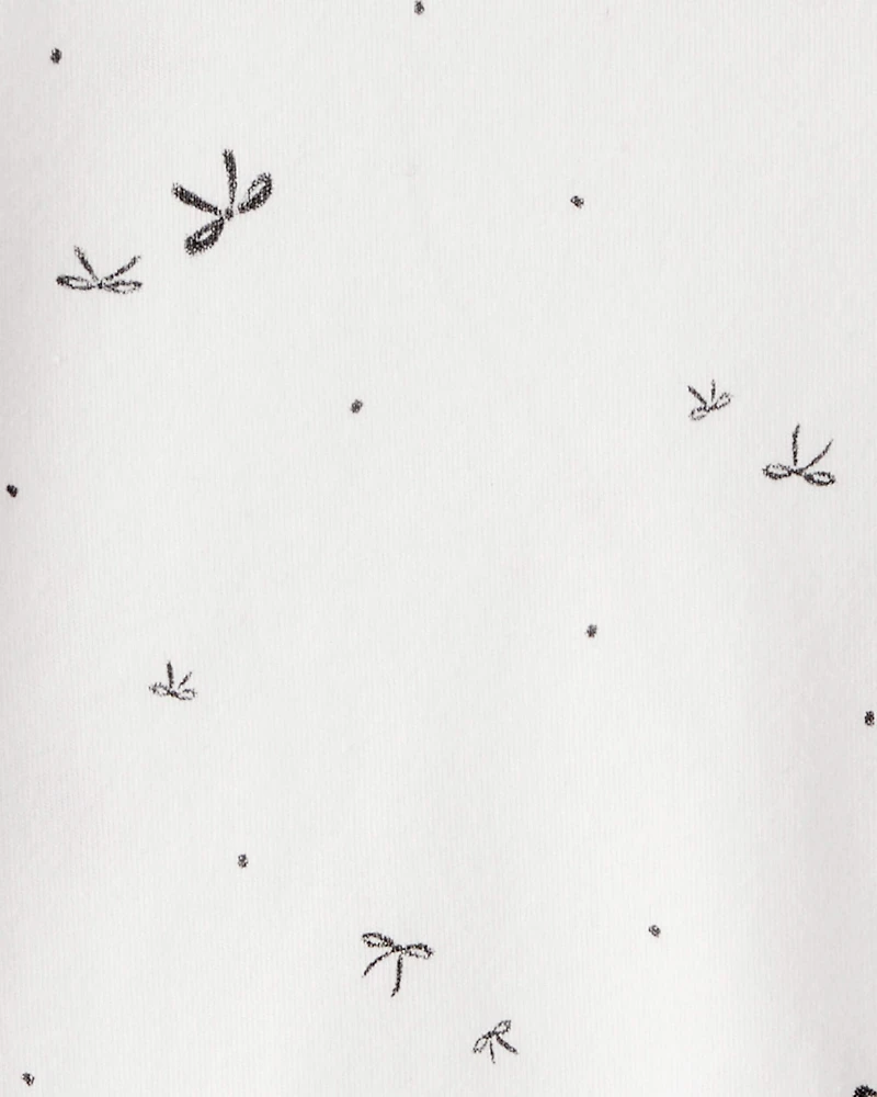 Kid 2-Piece Bow Print Tee & Tank Dress Set - Black/Ivory