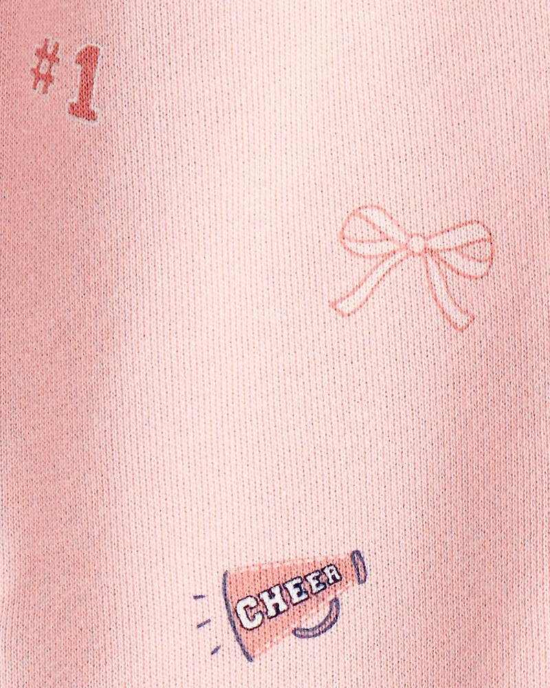 Baby Girl Art Print Collared Long-Sleeve Dress - Pink