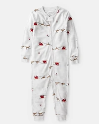 Baby Santa Sleigh PurelySoft Long-Sleeve 2-Way Zip Pajamas - Grey