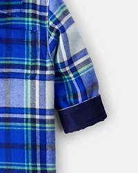 Baby Boy Plaid Sherpa Lined Fashion Jacket - Blue