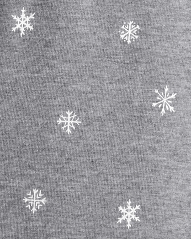 Girls 2-Piece Snowflake Print Long-Sleeve Tee & Pant Set - Grey