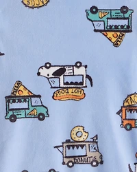 Toddler Boy Truck Print DreamPlush Long-Sleeve Snug Fit 2-Piece Pajamas - Blue