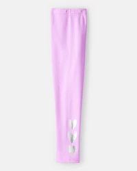 Kid Metallic Heart Cozy Fleece Pull-On Stretch Leggings - Purple