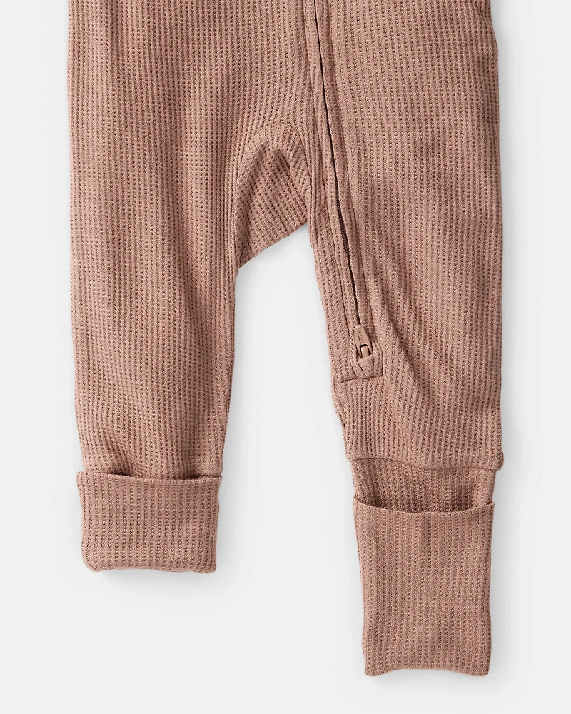 Baby Solid PurelySoft Long-Sleeve 2-Way Zip Sleep & Play Pajamas - Brown