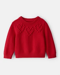 Baby Girl Heart Long-Sleeve Sweater - Red