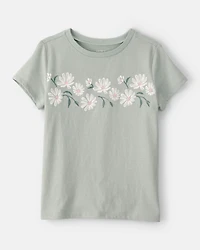 Girls Daisy Floral Short-Sleeve Graphic Tee - Green