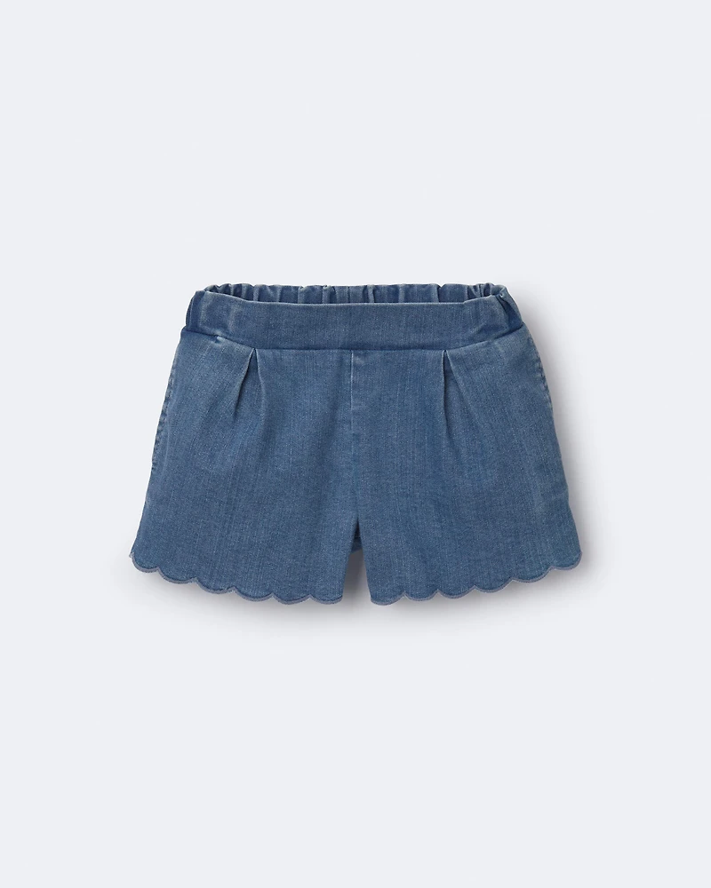 Toddler Girl Scalloped Short in Denim