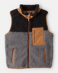 Boys Sherpa Sleeveless Vest - Grey