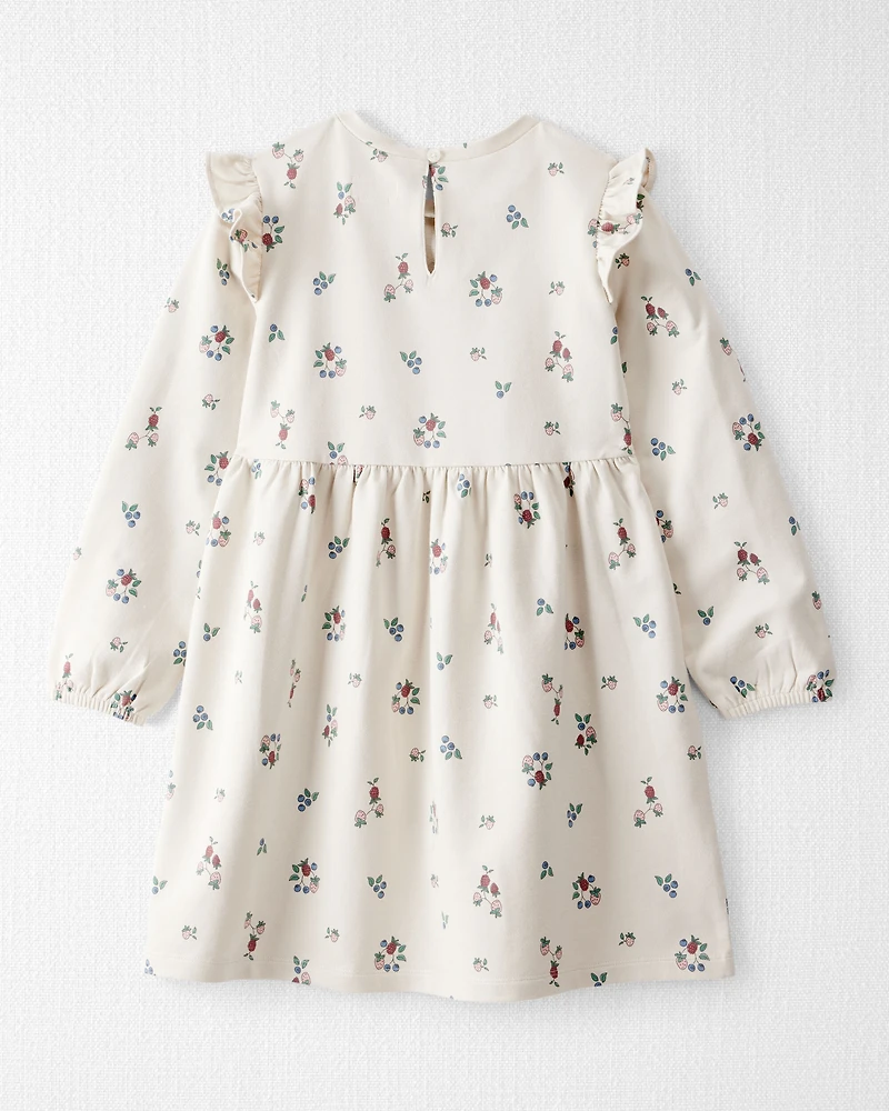 Kid Organic Cotton French Terry Dress in Berry Blossom Print