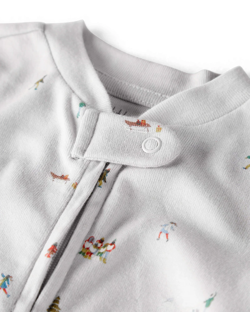 Baby Organic Cotton Sleep & Play Pajamas in Frosted Trail Print