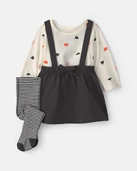 Baby Girl 3-Piece Halloween Long-Sleeve Dress Set - Black