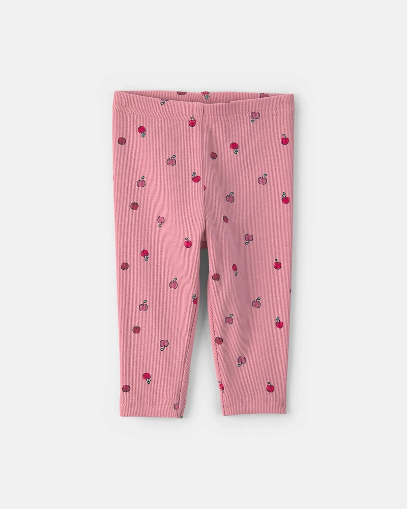 Baby Girl 2-Piece Apple Long-Sleeve Bodysuit & Pant Set - Cream/Pink