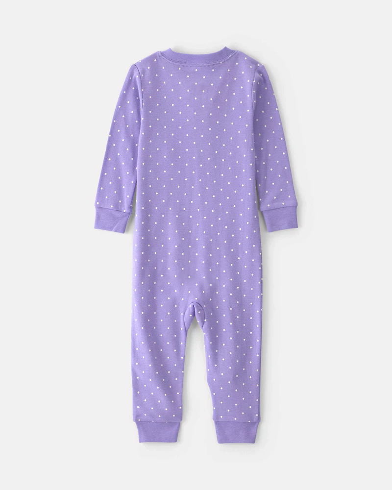 Baby Girl 1-Piece Pets 2-Way Zip 100% Cotton Snug Fit Pajama - Purple