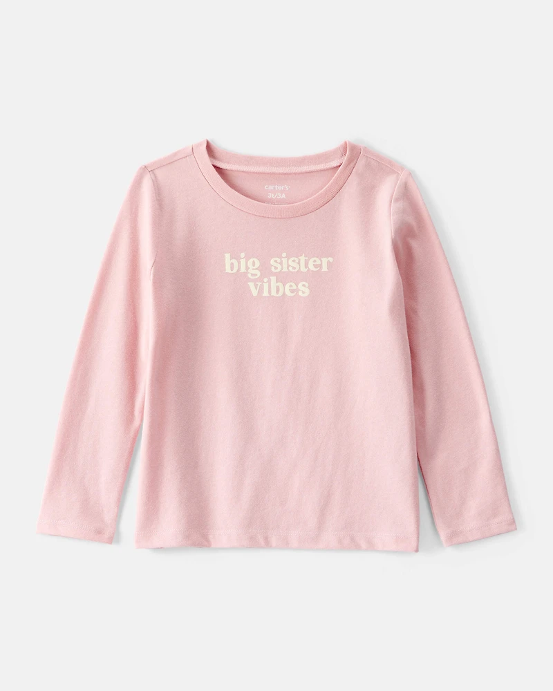 Toddler Girl Big Sister Long-Sleeve Graphic Tee - Pink