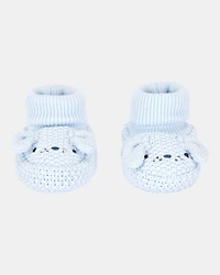 Baby Boy Puppy Crochet Booties - Blue