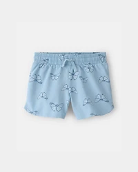 Girls Butterfly French Terry Shorts - Blue