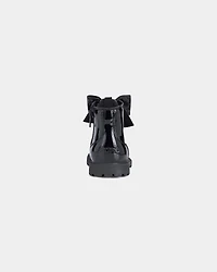 Girls Bow Combat Boots - Black