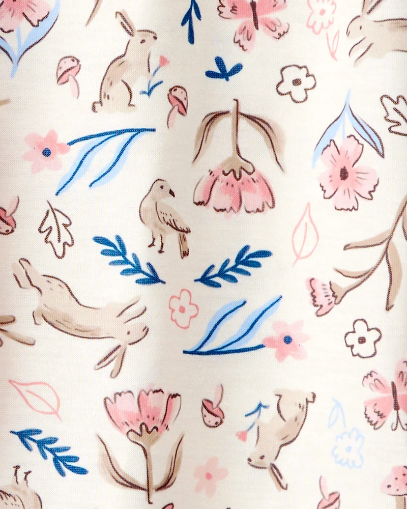 Girls 2-Pack Floral Bunnies Nightgowns