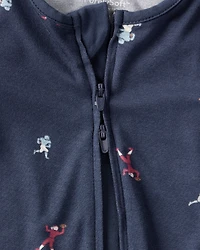 Baby Boy Football Print PurelySoft Long-Sleeve Sleep & Play Pajamas - Blue