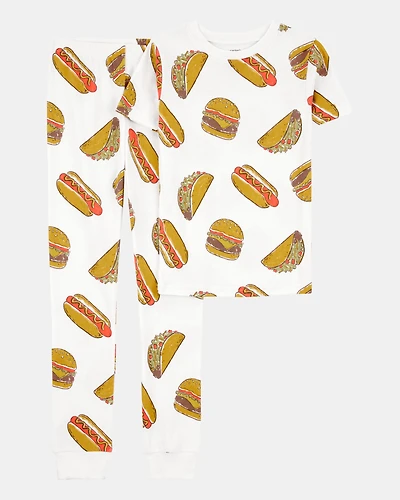 Boys 2-Piece Food Print 100% Snug Fit Cotton Pajamas - Ivory