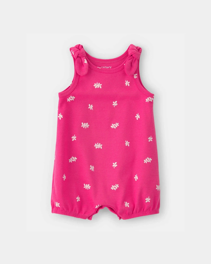 Baby Girl Floral Sleeveless Romper - Pink