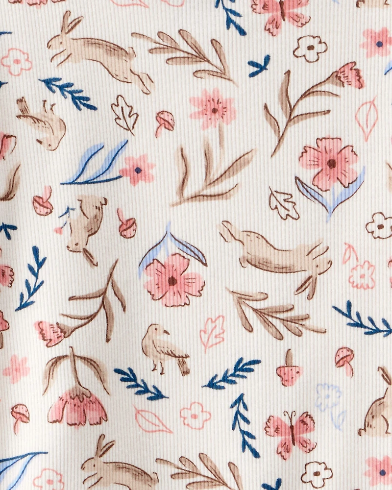 Girls 2-Piece Floral 100% Snug Fit Cotton Pajamas - Ivory