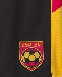 Kid Umbro Spain Mesh Soccer Shorts - Red/Yellow/Black