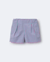 Toddler Girl Scalloped Gingham Short - Blue/Purple